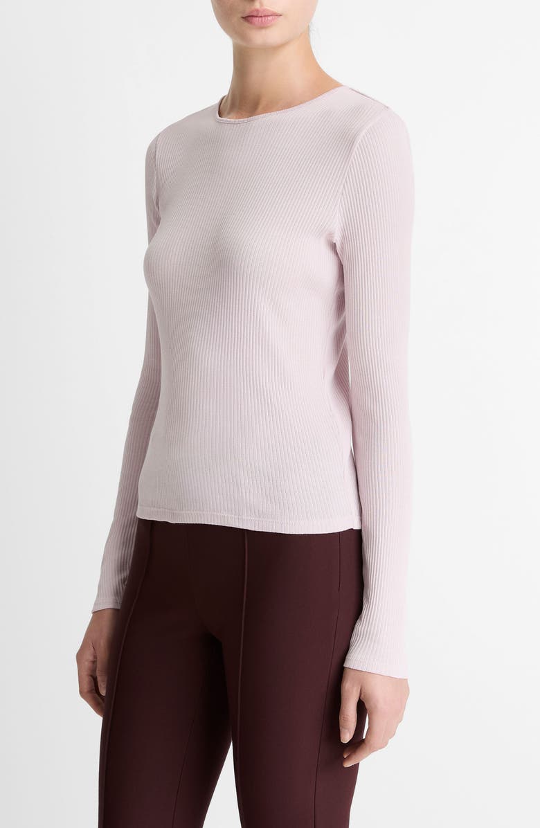 Vince Rib Pima Cotton Long Sleeve Crewneck T-Shirt, Alternate, color, Iris Quartz