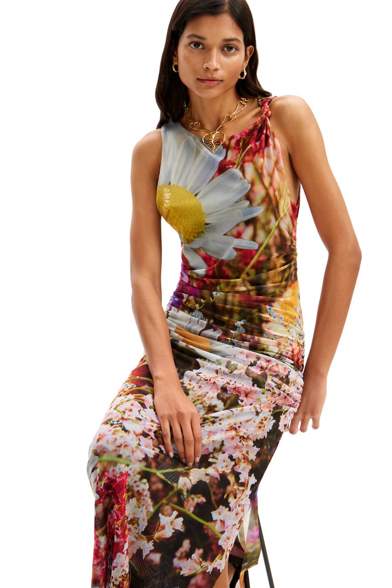 Marigold Floral Ruched Tank Dress, Alternate, color, MIX