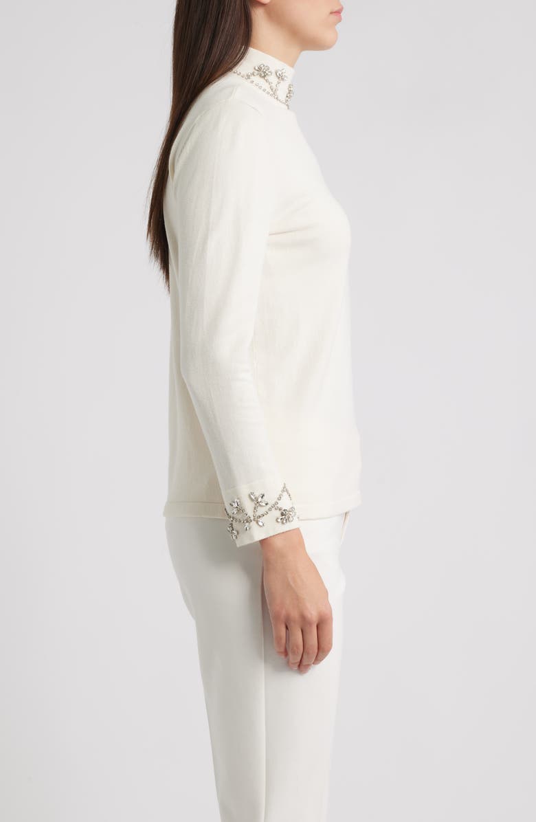 Anne Klein Embellished Mock Neck Sweater, Alternate, color, White Dove