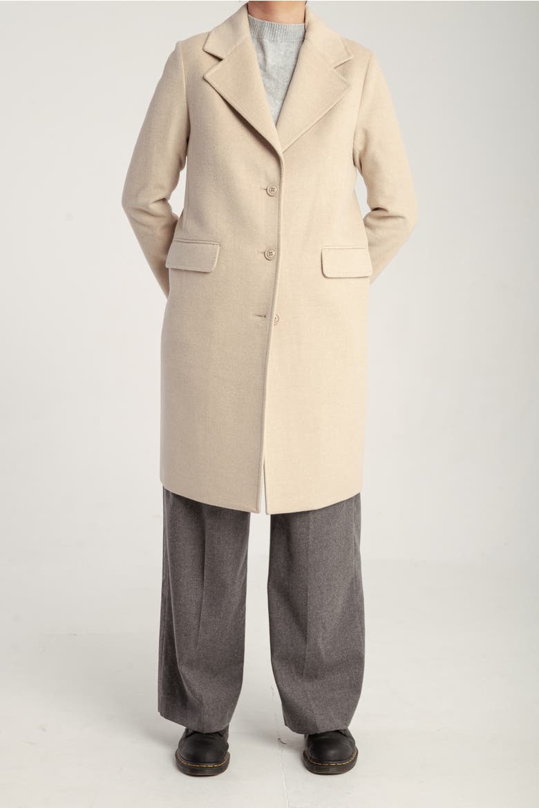 Cashmere Tailored Single-Breasted Coat, Alternate, color, Natural White