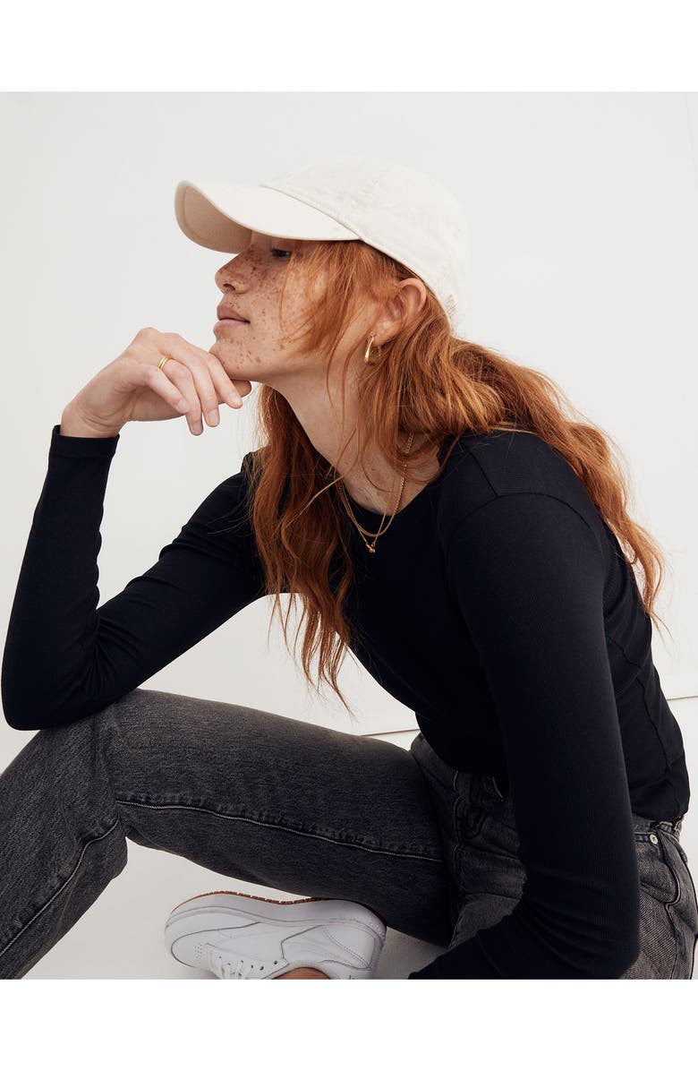Madewell Fine Ribbed Crewneck Long Sleeve Tee, Alternate, color,