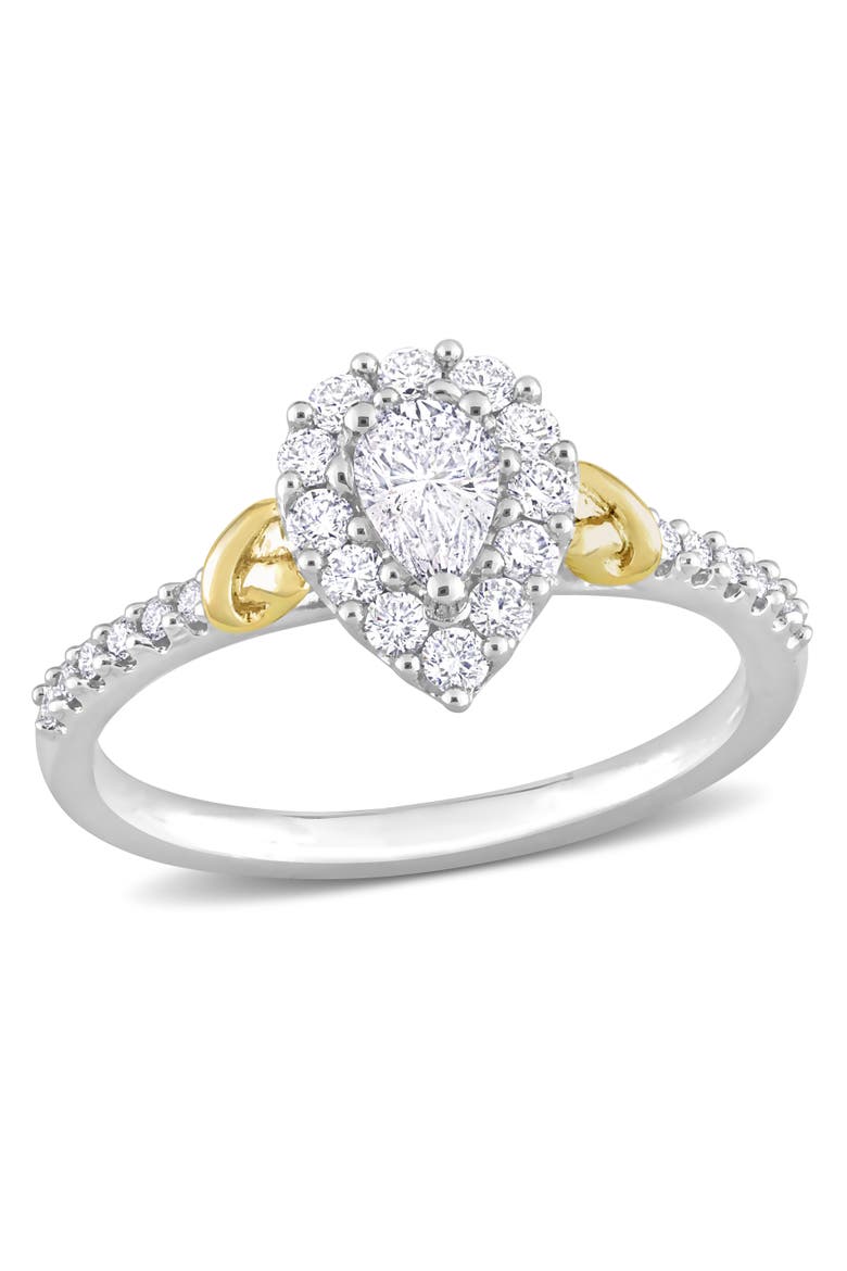 Diamond Teardrop Halo Ring 14k Gold, Main, color, White Gold