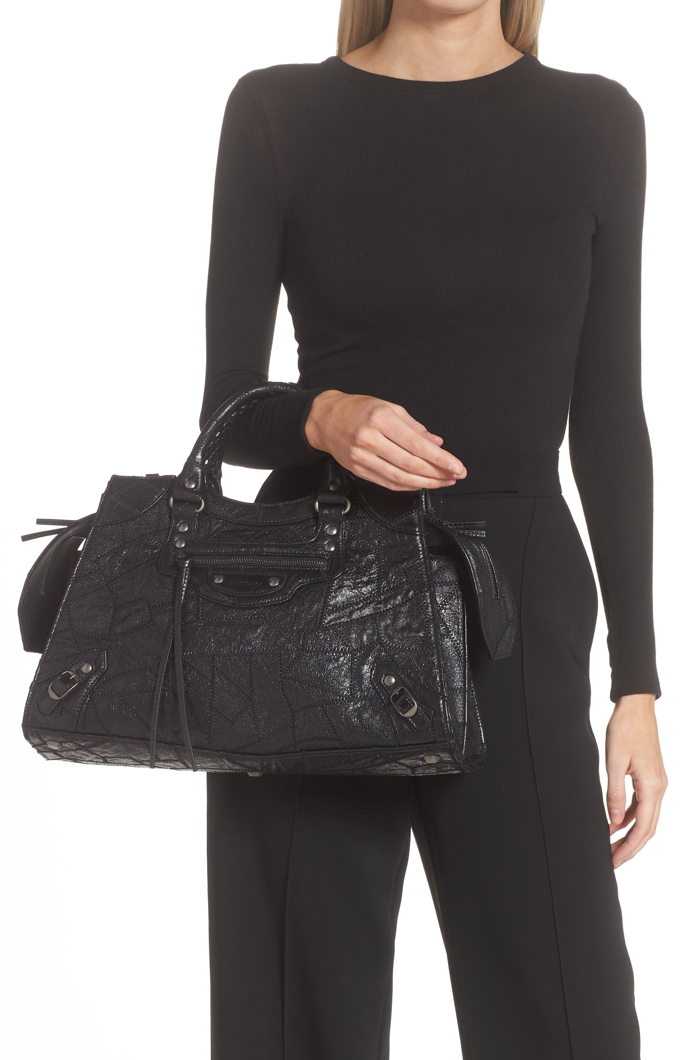 Balenciaga Patchwork Neo Classic City Leather Top Handle Bag, Alternate, color, 