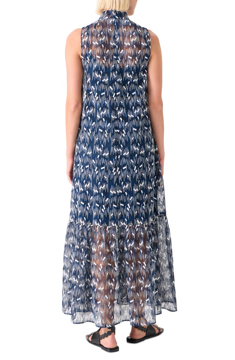 Akris punto Embroidered Tulle A-line Dress, Alternate, color, Dark Blue-Cream
