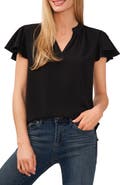 CeCe Flutter Sleeve V-Neck Top