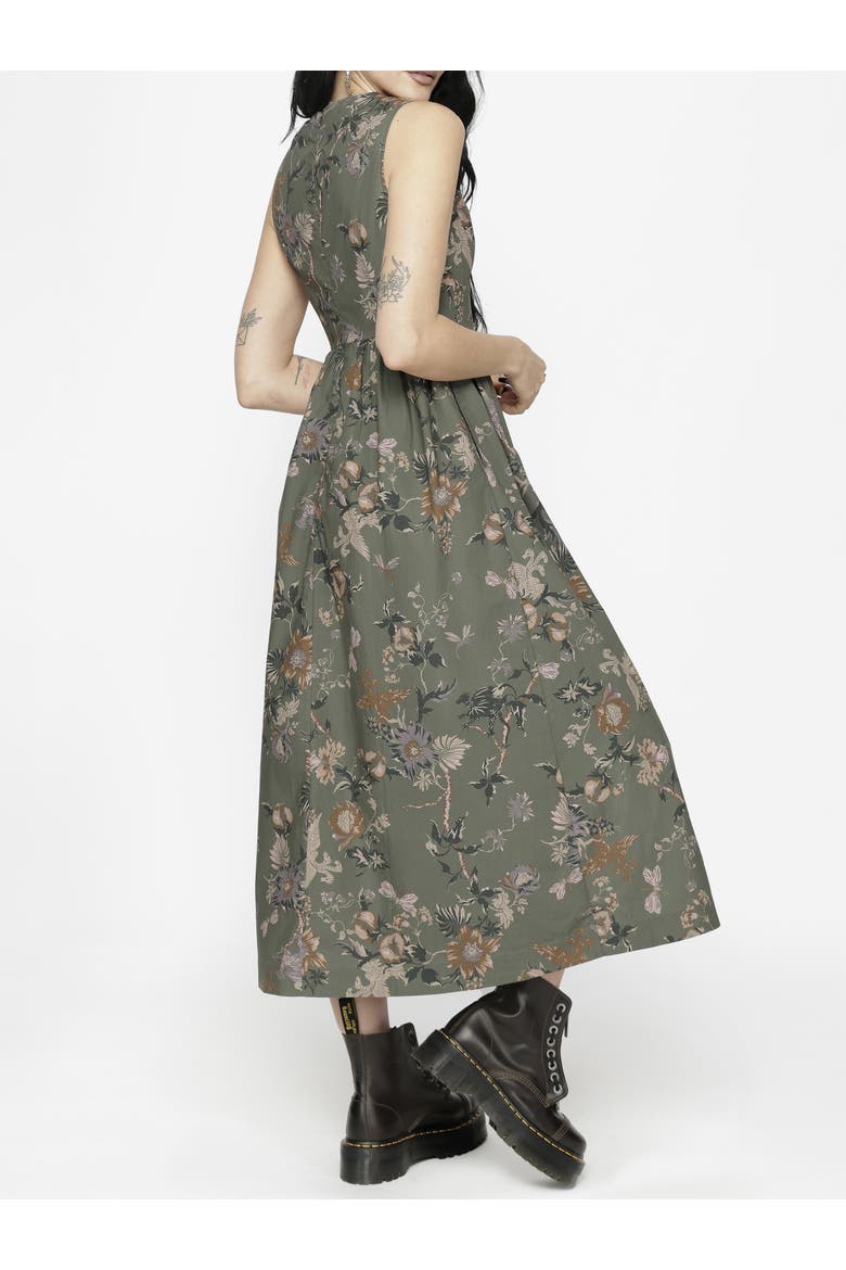 Poison Eden Print Cut Out Midi Dress, Alternate, color, Green