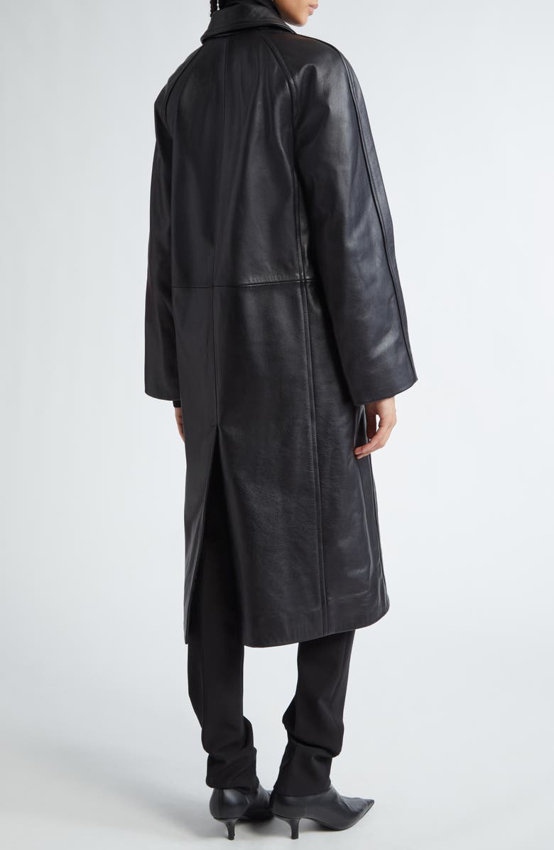 TOTEME Raglan Sleeve Leather Coat, Alternate, color, 