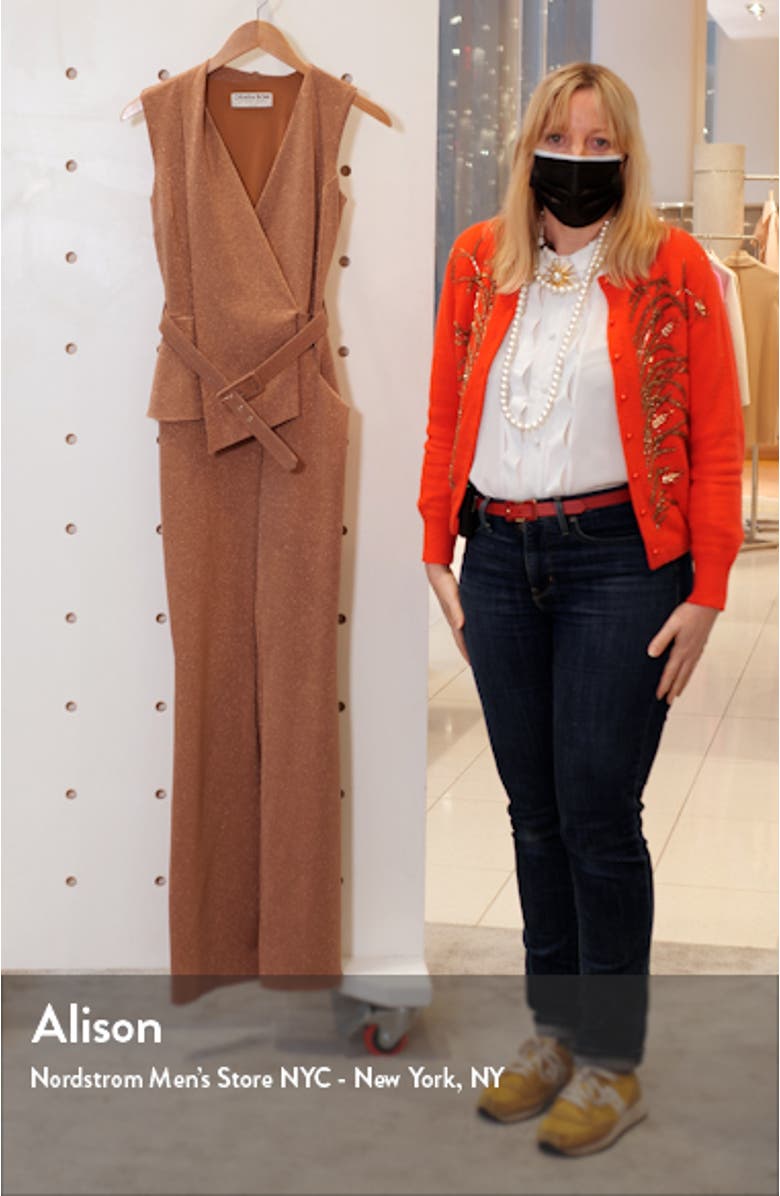 Kerolyn Metallic Slim Fit Belted Jumpsuit, sales video thumbnail