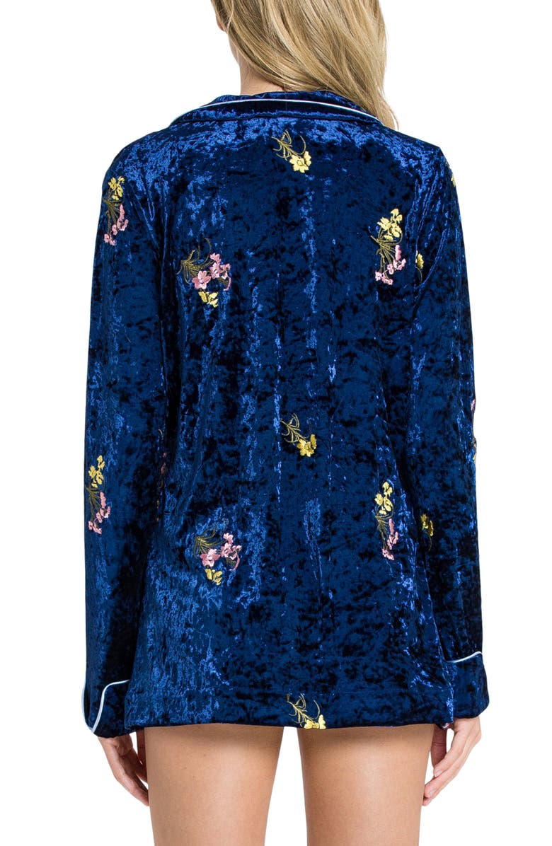 Endless Rose Velvet Pajama Jacket, Alternate, color, Navy