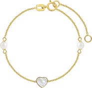 In Season Jewelry 14k Mother of Pearl Heart & Pearls Bracelet