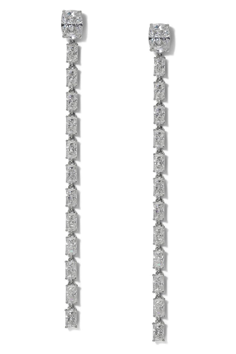 Northern Lights Cubic Zirconia Linear Drop Earrings, Main, color, RHODIUM