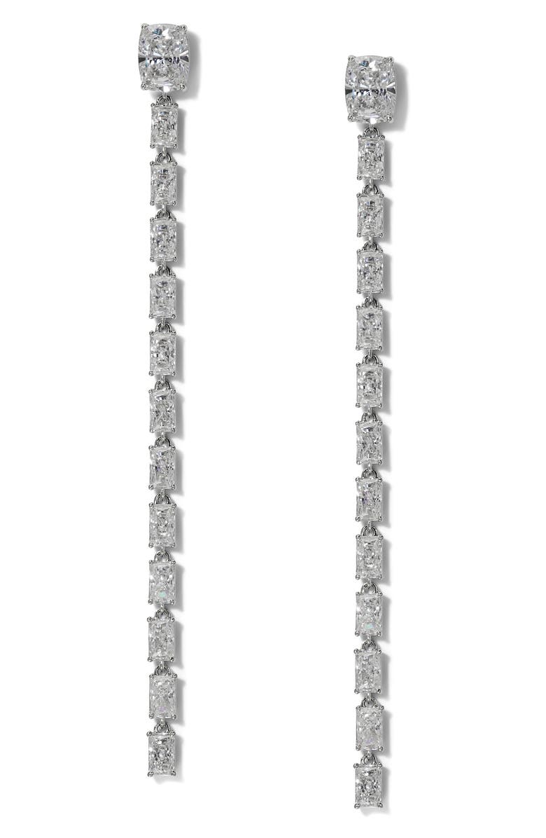 Nadri Northern Lights Cubic Zirconia Linear Drop Earrings, Main, color, Rhodium