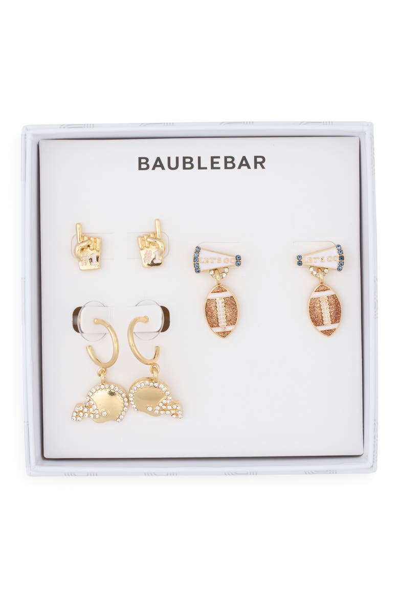 Football Set of 3 Earrings, Main, color, MULTI