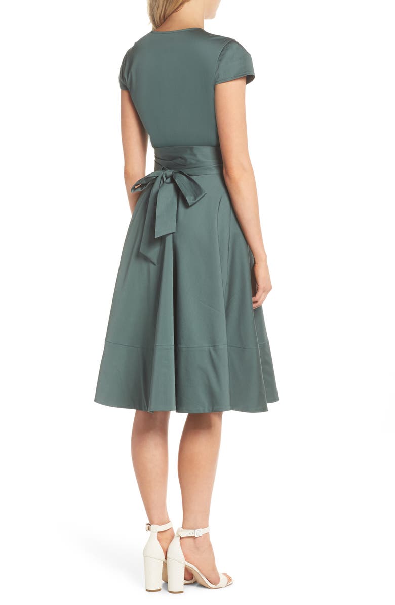 Gal Meets Glam Collection Addison Cotton Tie Waist Fit & Flare Wrap Dress, Alternate, color,