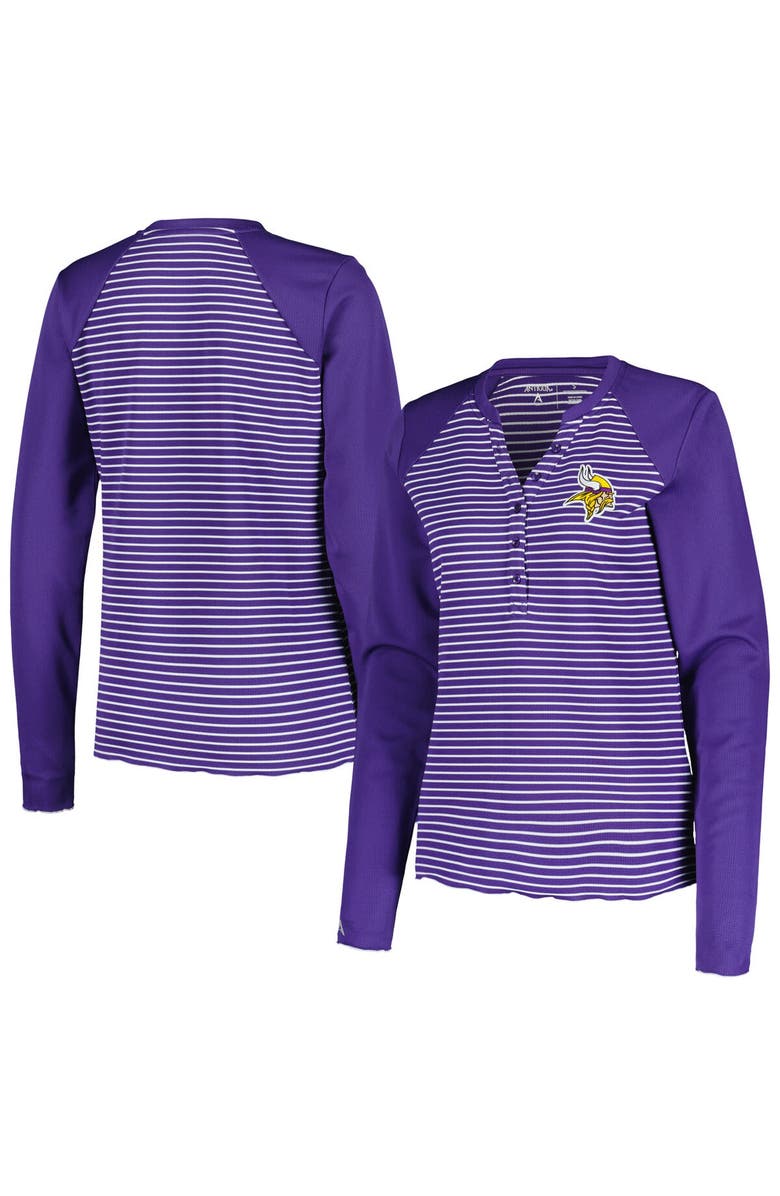 ANTIGUA Women's Antigua Purple Minnesota Vikings Maverick Waffle Henley Long Sleeve T-Shirt, Alternate, color, 