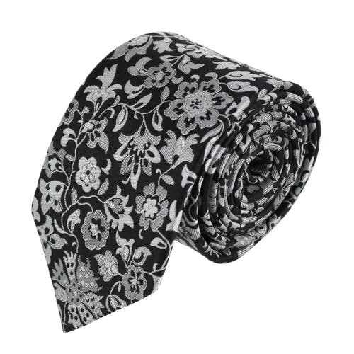 Trafalgar Arian Silver Floral And Vine Business Necktie In Black