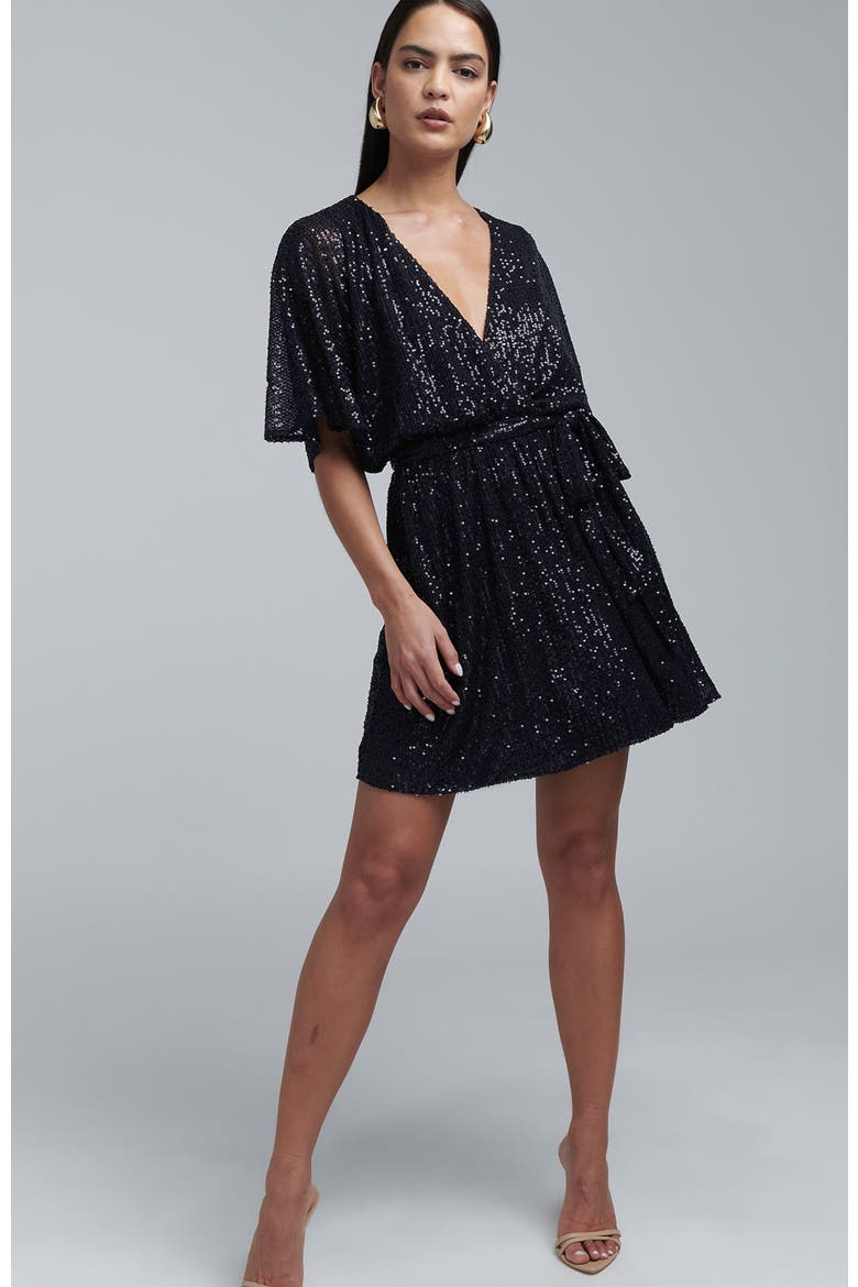 Danae Mini Dress, Alternate, color, Black Sequin