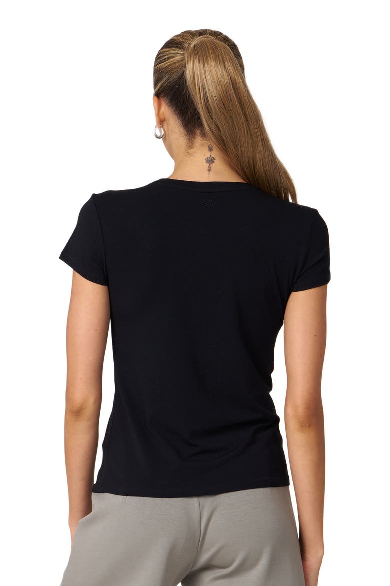 Rebody Essentials Fitted Short Sleeve Top, Alternate, color, Black