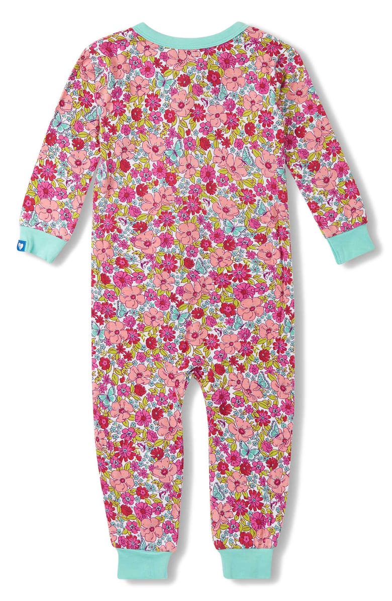 Hatley Groovy Flowers Print Romper, Alternate, color, Flamingo Pink