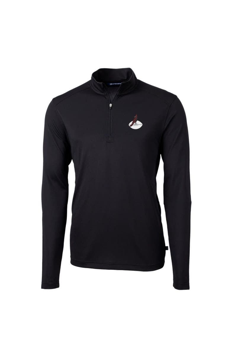 Cutter & Buck Men's Cutter & Buck Black Arizona Cardinals Throwback Logo Virtue Eco Pique Recycled Quarter-Zip Pullover Top, Alternate, color,