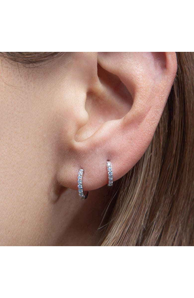 Outofoffice Silver Pavé Six Mm Huggie Hoop Earring, Alternate, color, Silver