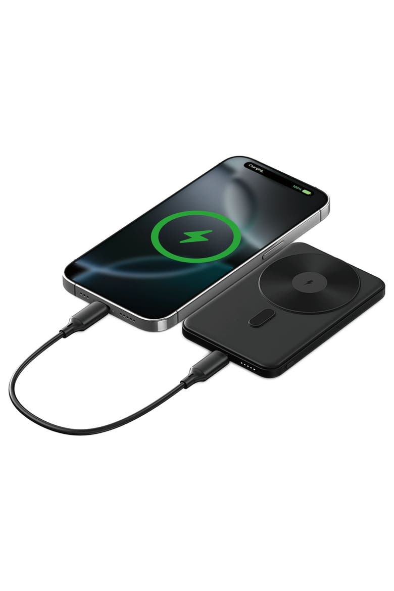 Hybrid USB C Magnetic Power Bank 5,000 mAh, Main, color, Black
