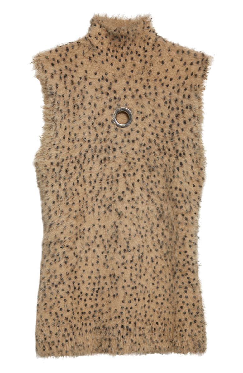Rabanne Sleeveless Brushed Knit Turtleneck Sweater, Alternate, color, Beige/ Polka Dots