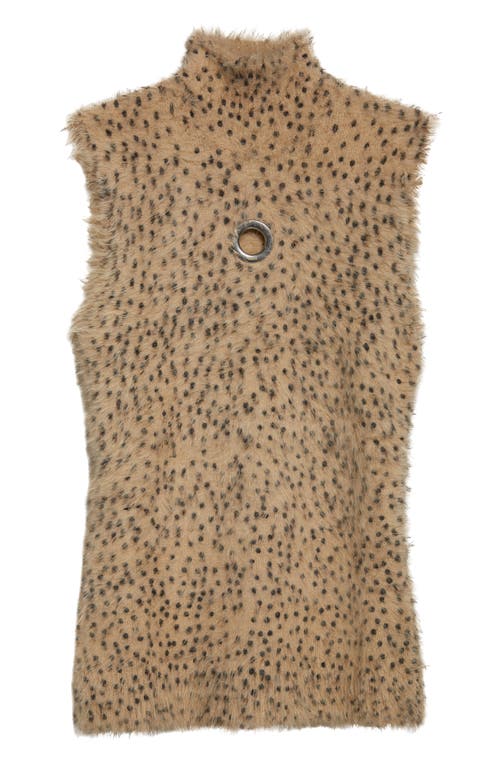 Rabanne Sleeveless Brushed Knit Turtleneck Sweater In Brown