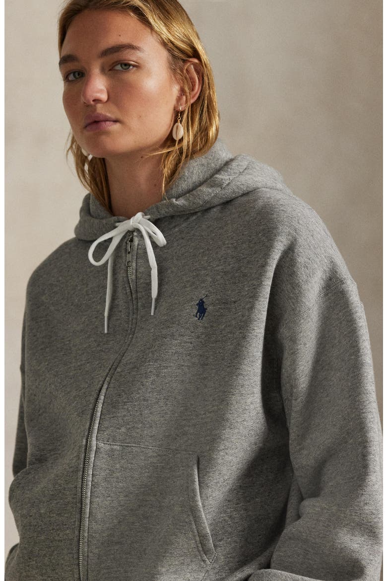 Cotton Blend Fleece Zip-Up Hoodie, Alternate, color, DARK VINTAGE HEATHER