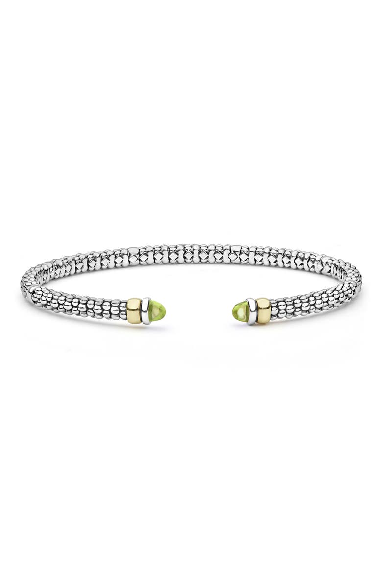 Caviar 14k Gold & Sterling Silver Peridot Bracelet, Main, color, PERIDOT