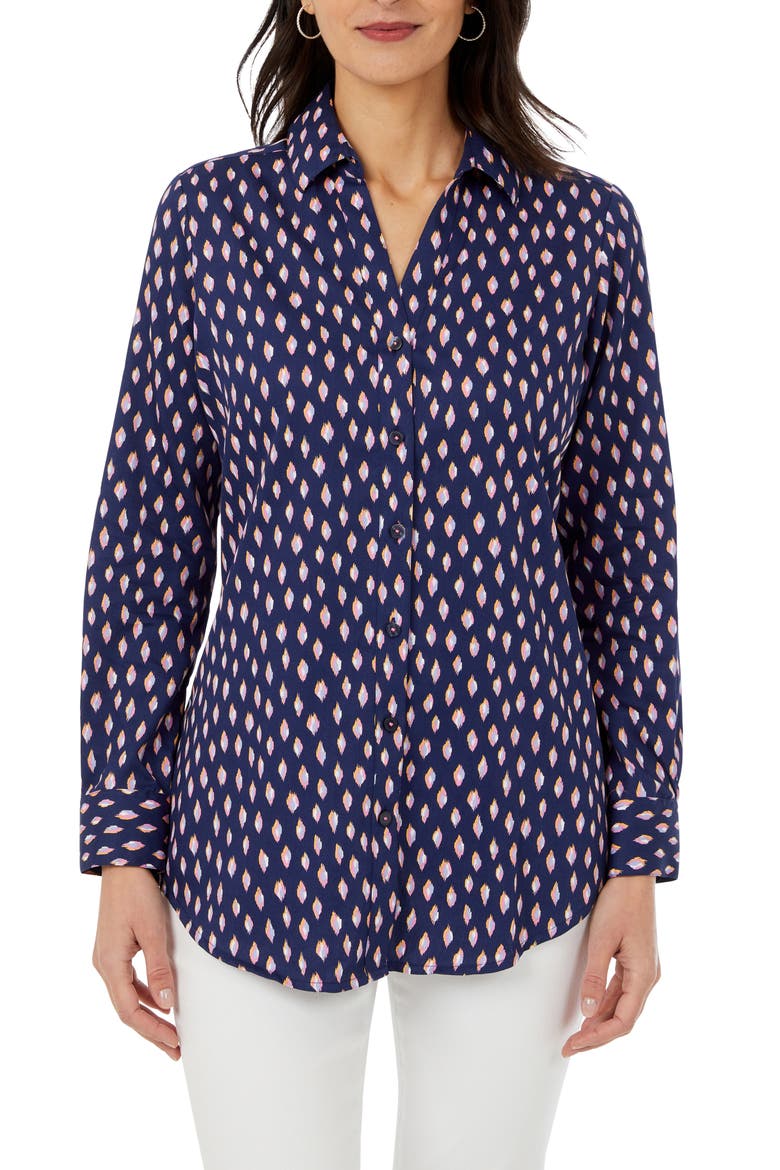 Faith Ikat Dot Button-Up Shirt, Main, color, NAVY MULTI