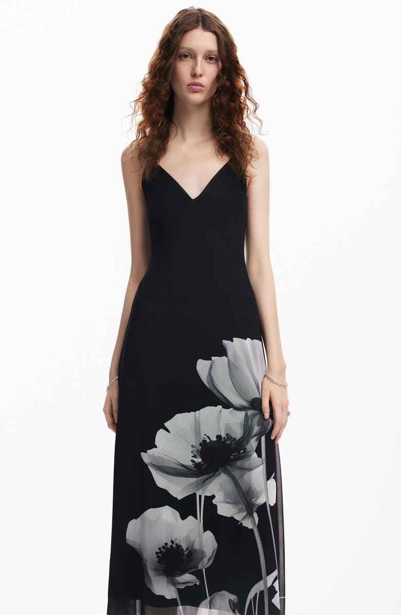 Desigual Fresno Floral Print Slipdress, Alternate, color, 