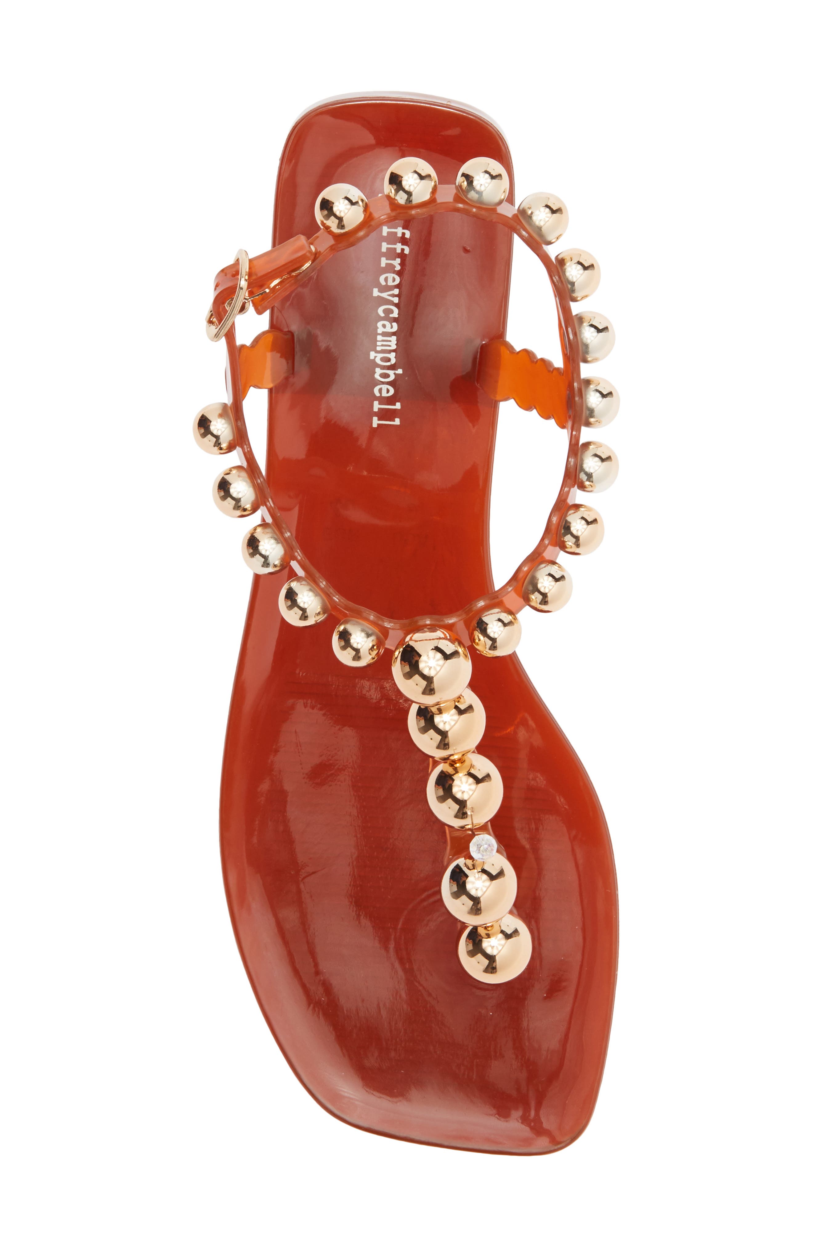 Jeffrey Campbell Plated Embellished Sandal, Alternate, color, Orange Gold