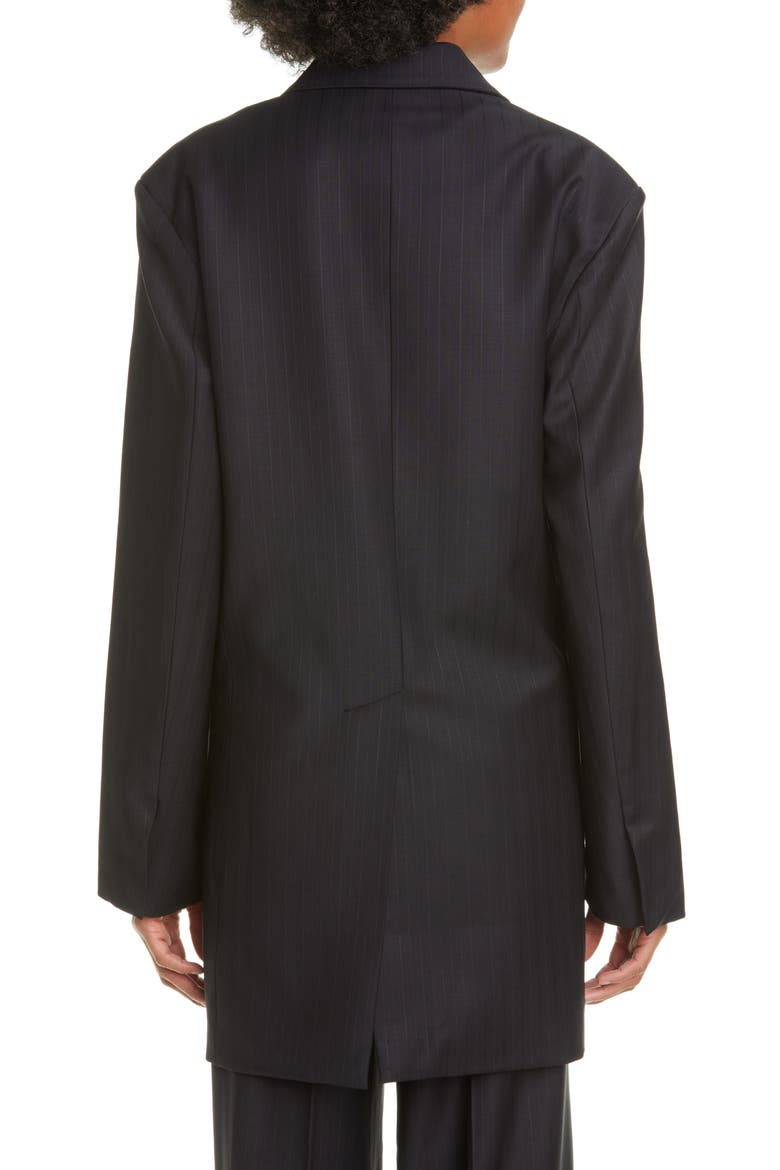Pinstripe Oversize Wool Blend Blazer, Alternate, color, BLACK