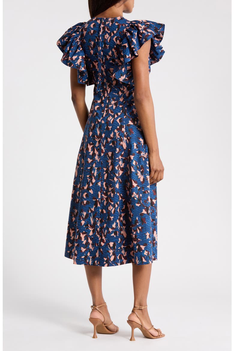 Imara Flutter Sleeve Cotton Midi Dress, Alternate, color, MIRAGE