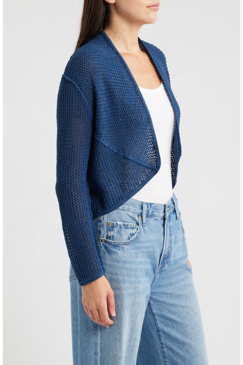 Mesh Stitch Cocoon Cardigan, Alternate, color, RICH INDIGO