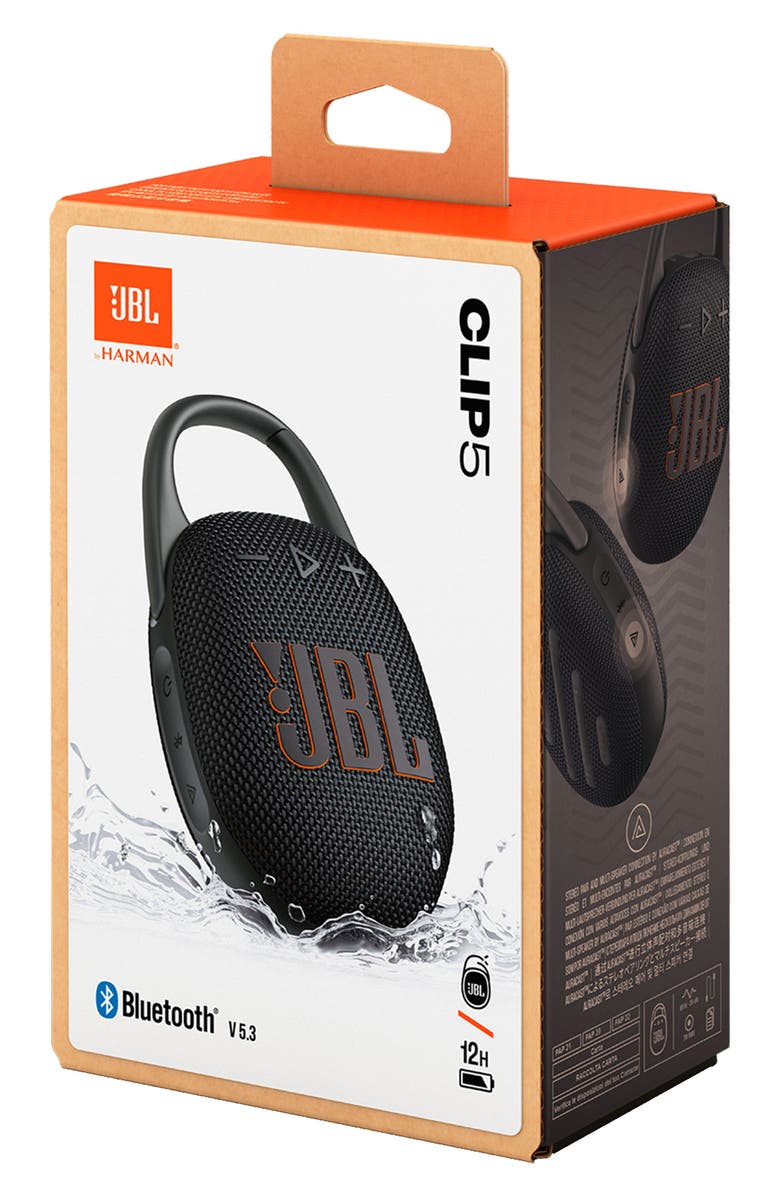 JBL Clip 5 Waterproof Bluetooth<sup>®</sup> Speaker, Alternate, color, Black