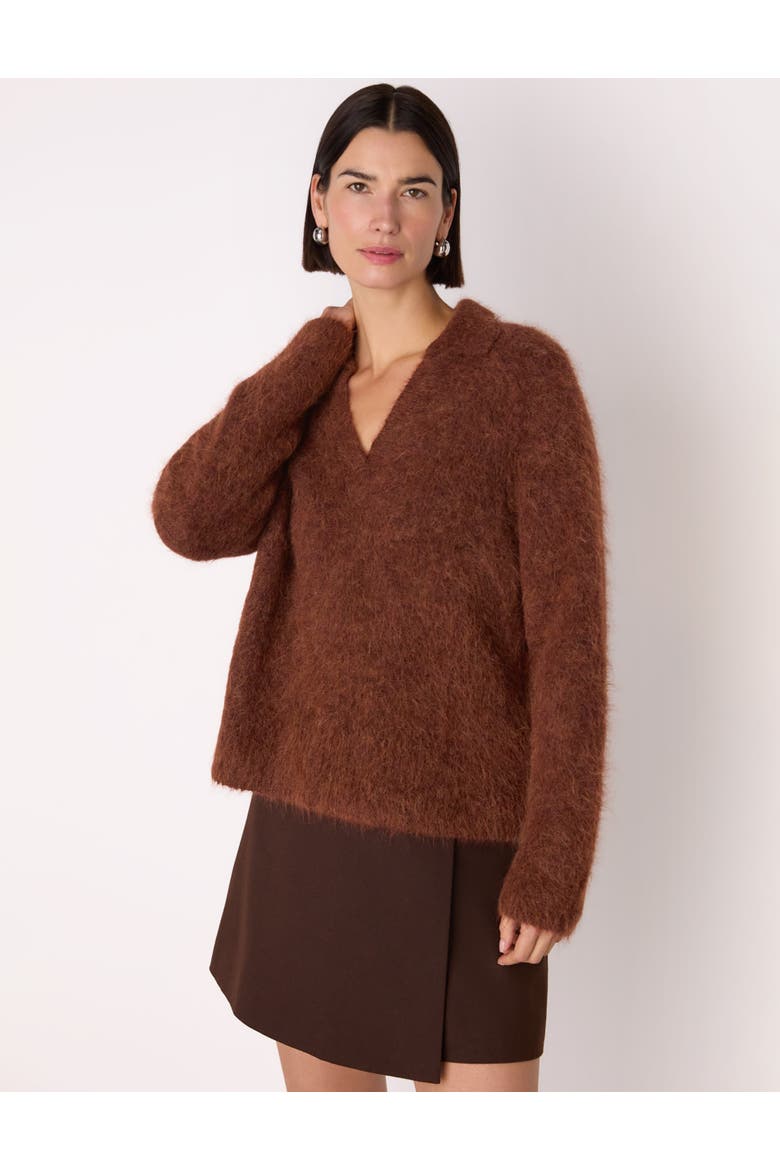Alpaca Collar Neck Knit Sweater, Main, color, Rust
