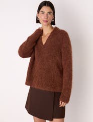 Whistles Alpaca Collar Neck Knit Sweater