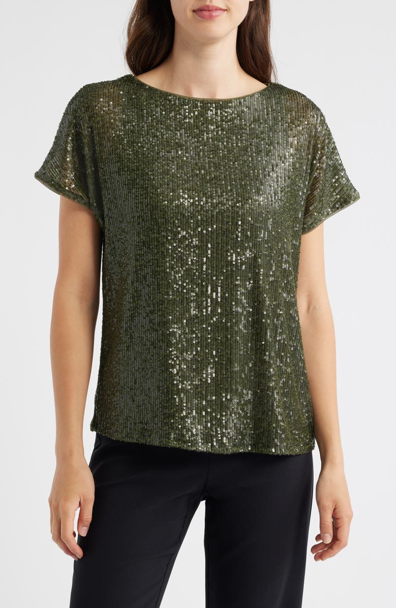 Anne Klein Sequin Mesh Top, Main, color,