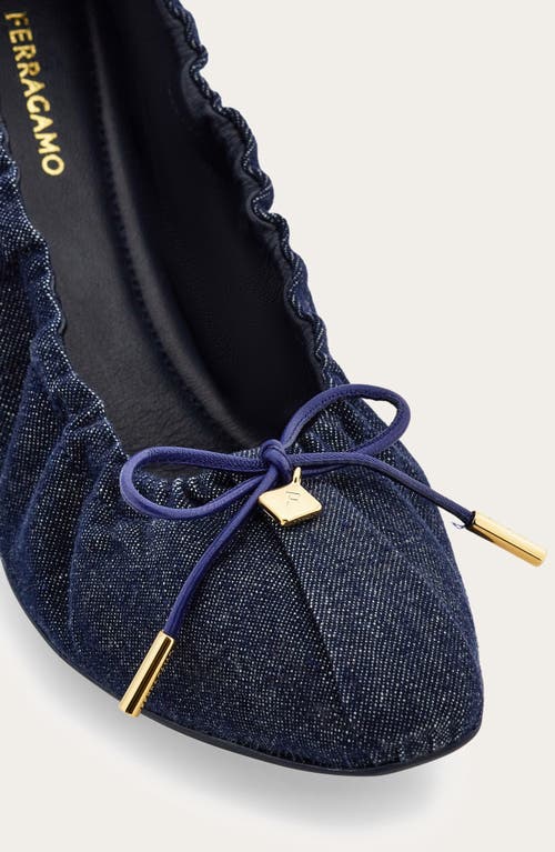 Ferragamo Joelle Denim Ballet Flat In Navy