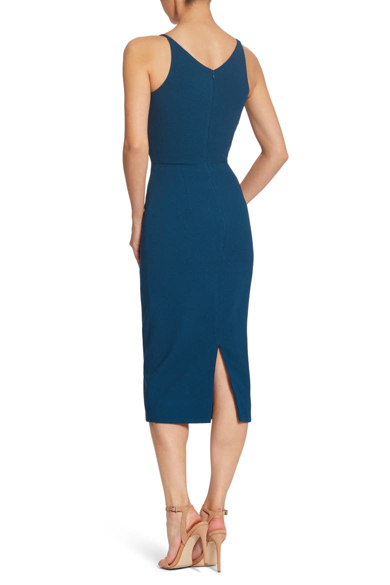 Lyla Crepe Cocktail Dress, Alternate, color, PEACOCK BLUE