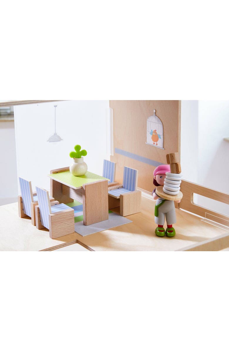 HABA Little Friends Dining Room - Wooden Dollhouse Furniture for 4" Bendy Dolls, Alternate, color, Multi