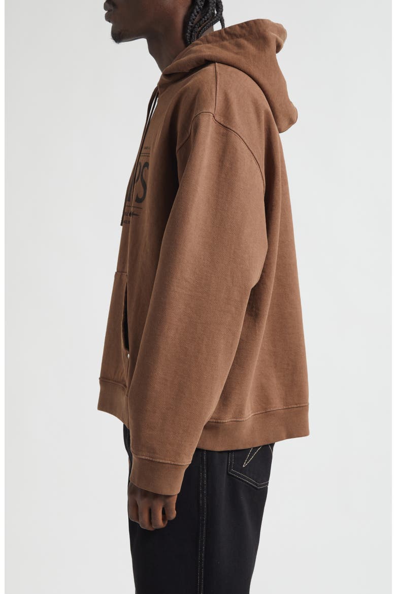 Studded Logo Graphic Hoodie, Alternate, color, BROWN