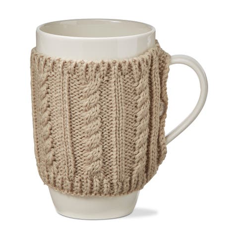 Warm Wishes Taupe Sweater Mug 18oz Bone China Drinkware