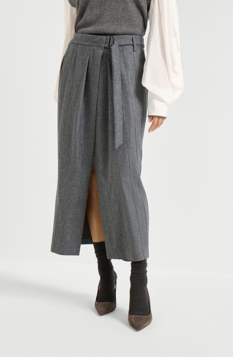 Brunello Cucinelli Sartorial wrap skirt, Alternate, color, Dark Grey