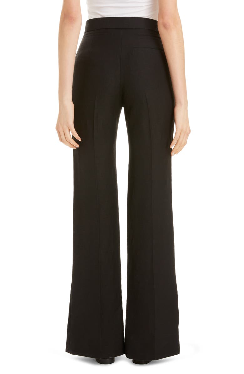 Loewe Front Slit Linen Blend Flare Pants, Alternate, color,