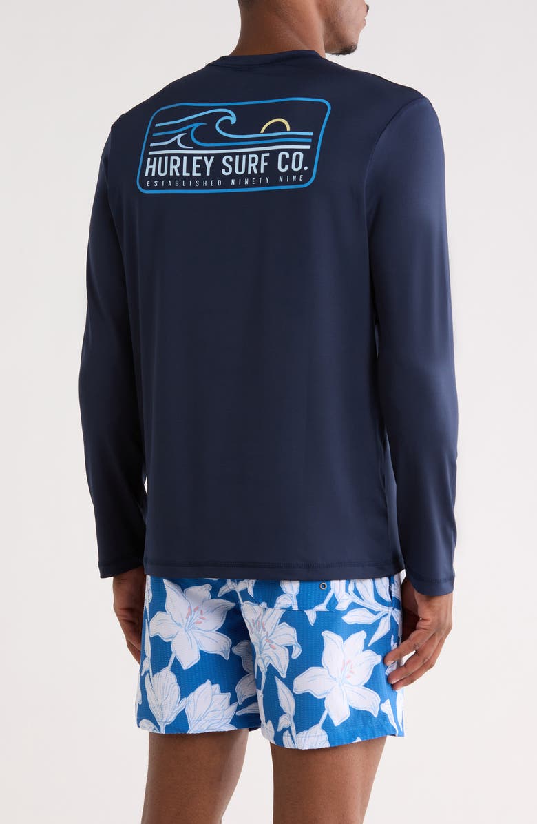 Hurley Waves UPF 50+ Long Sleeve Sunshirt, Alternate, color, Navy