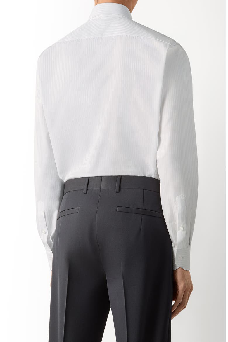 Centoventimila Stripe Cotton Button-Up Shirt, Alternate, color, WHITE AND LIGHT BLUE