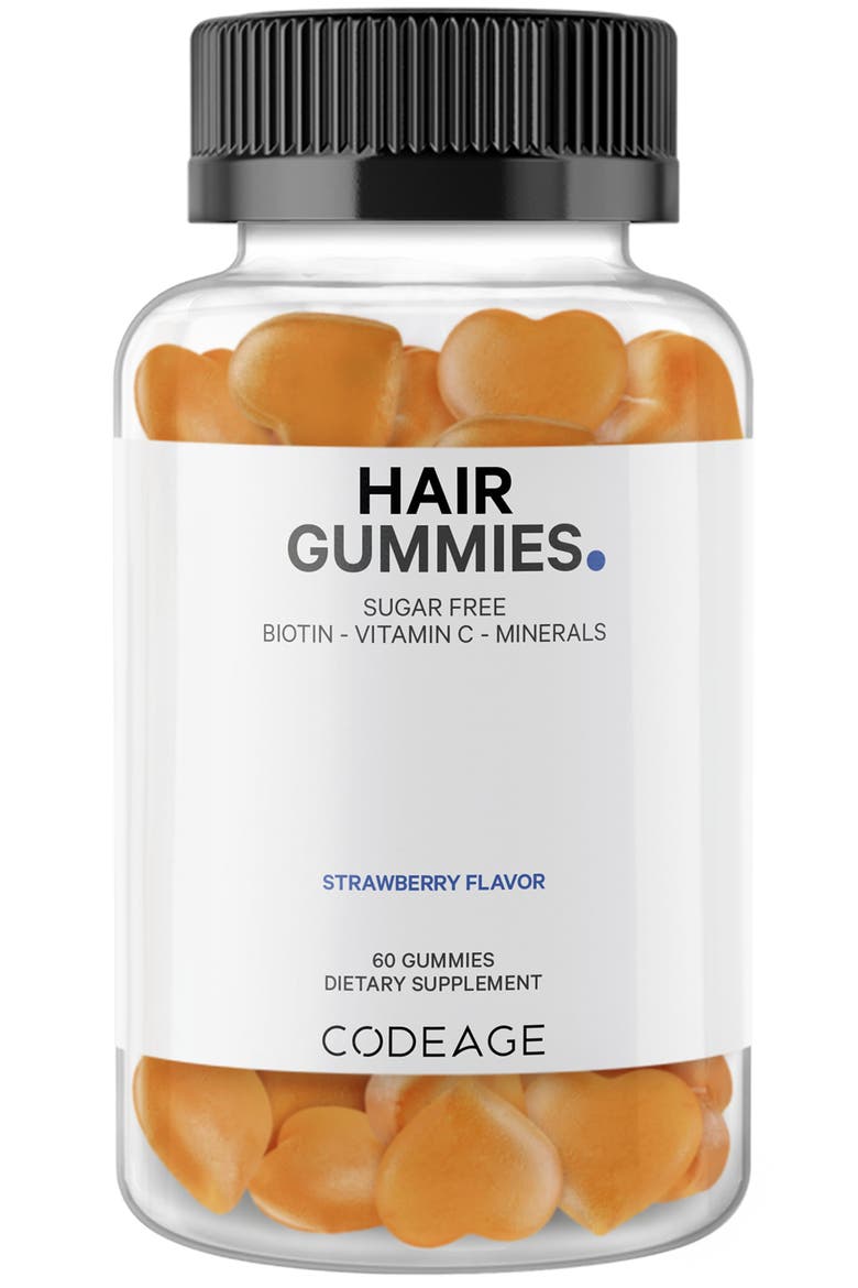 Hair Gummies Biotin Multivitamins Supplement, Main, color, White